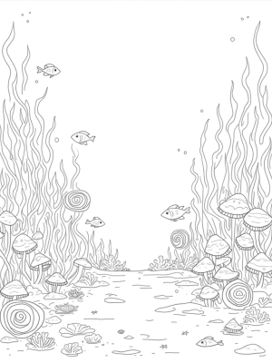 Underwater Garden with Coral and Jellyfish