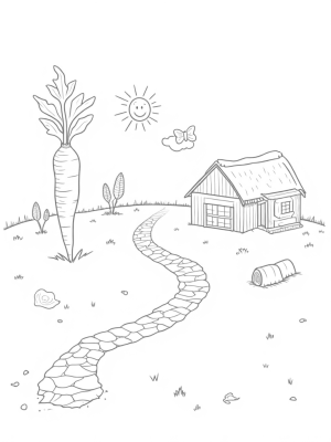 Oversized Vegetables in a Whimsical Farm Landscape