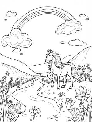 Majestic Pony in a Colorful Meadow