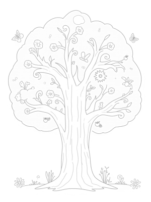 Seasonal Tree with Spring, Summer, Autumn, and Winter