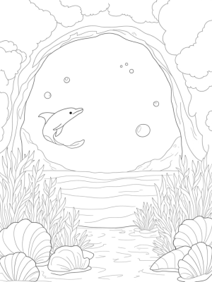 Underwater Garden with Dolphins and Coral