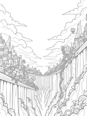 Titan's Cityscape with Colossal Wings and Gears