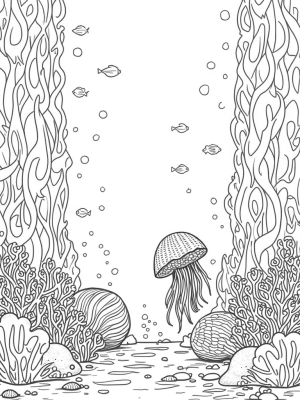 Serene Underwater Garden with Jellyfish and Seashells