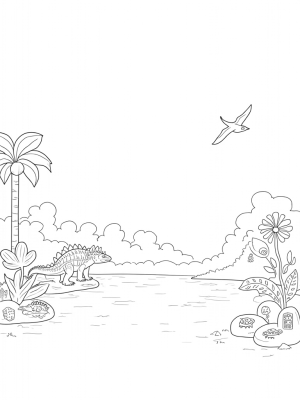 Stegosaurus in a Prehistoric Jungle