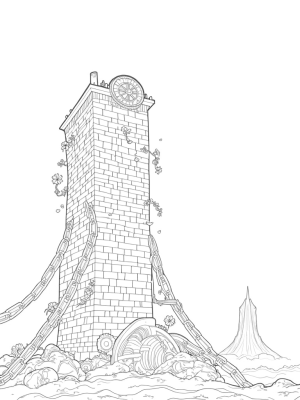 Titan Wall with Mechanical Gears and Vines