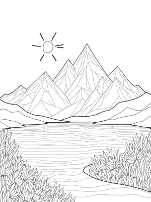 Triangular Mountain Range with Radiant Lake