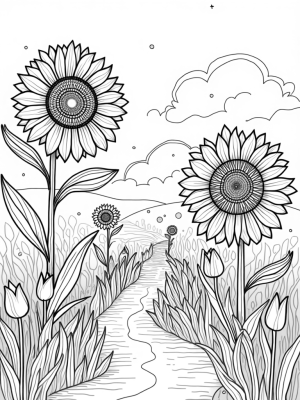 Oversized Flowers in a Geometric Garden