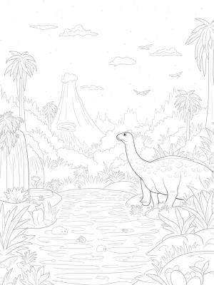 Colossal Stegosaurus in a Prehistoric Jungle
