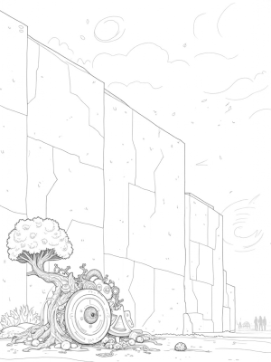 Colossal Wall with Vines and Gear