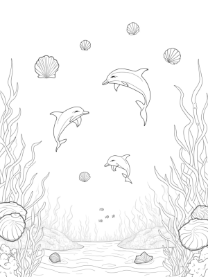 Dolphins and Coral Reefs Under the Sea