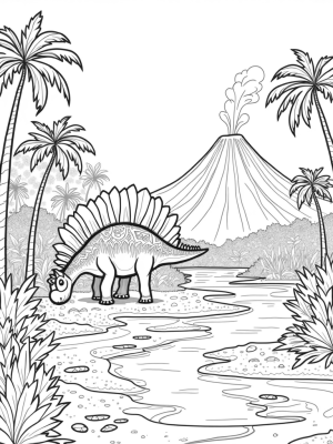Stegosaurus in a Prehistoric Jungle