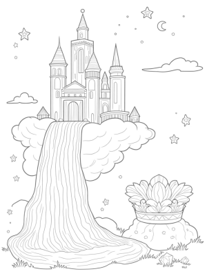 Castle in the Clouds with Colorful Ribbons