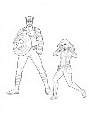 Captain America and Black Widow in Action