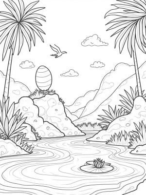 Dinosaur Egg in a Prehistoric Jungle