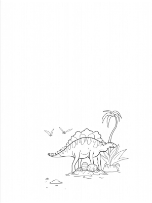Colossal Stegosaurus in a Prehistoric Jungle
