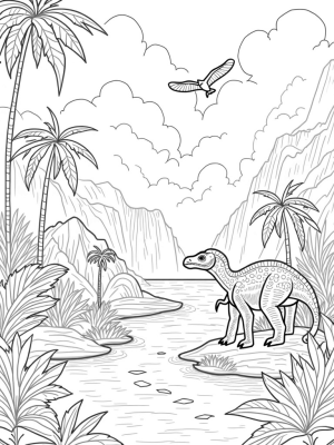 Stegosaurus in a Prehistoric Jungle