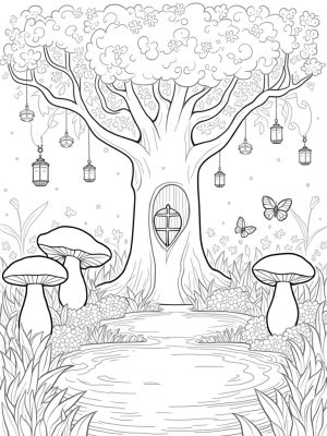 Magical Forest Glade with Musical Mushrooms