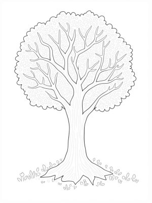 Four Seasons Tree with Flowers, Leaves, and Snowflakes