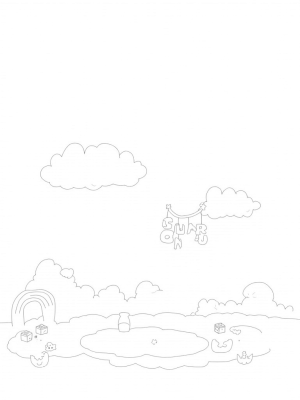 Plush Toys and Pastel Clouds in a Nursery Sky