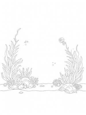 Underwater Garden with Seashell Flowers and Glowing Jellyfish