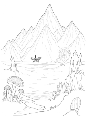 Dragon Spine Mountains with Dragonfly and Glowing Cave