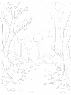 Boba Forest with Tapioca Trees and Bubble Tea River