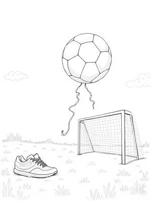 Floating Soccer Ball with Giant Sneakers