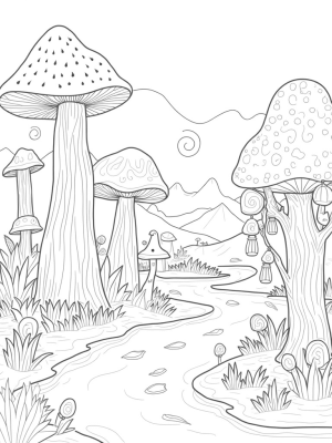 Giant Mushrooms and Twisted Trees in a Fantasy Forest