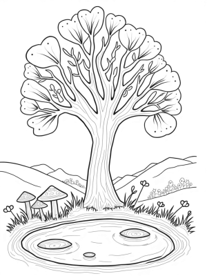 Musical Note Tree with Heart Lily Pads