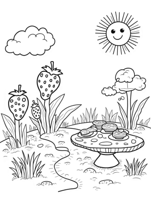 Oversized Fruits and Vegetables in a Whimsical Garden