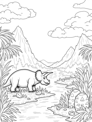 Triceratops in a Prehistoric Jungle