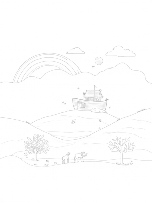 The Ark on the Hilltop with Animals Below