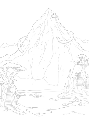 Majestic Dragon Coiling Around a Mountain Peak