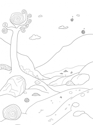 Surreal Dreamscape with Musical Tree and Floating Lanterns