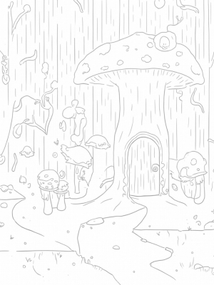 Gnarled Tree and Gruffalo's Head in a Magical Forest