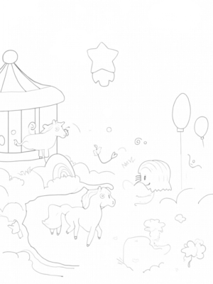 Oversized Ponies in a Cotton Candy Meadow