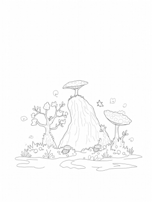 Gruffalo's Forest with Giant Acorn and Mushrooms