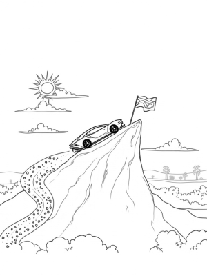 Futuristic Lamborghini Rocket on a Mountain Peak