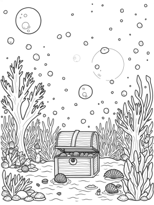 Underwater Garden with Coral Tree and Treasure Chest
