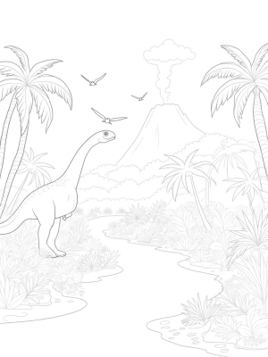 Brachiosaurus in a Lush Prehistoric Jungle