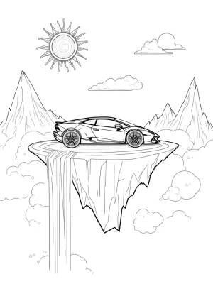 Futuristic Lamborghini on a Floating Island