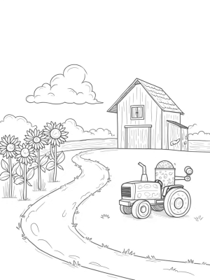 Oversized Vegetables and a Fruity Tractor on a Whimsical Farm
