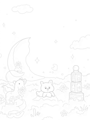 Giant Teddy Bear and the Smiling Moon Landscape