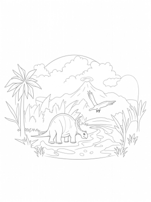Stegosaurus in a Prehistoric Jungle