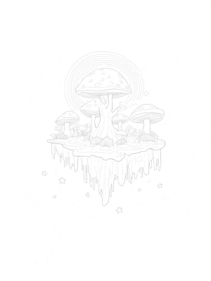 Floating Island with Spiral Tree and Waterfalls