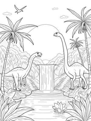 Prehistoric Jungle with Dinosaurs and a Cracking Egg