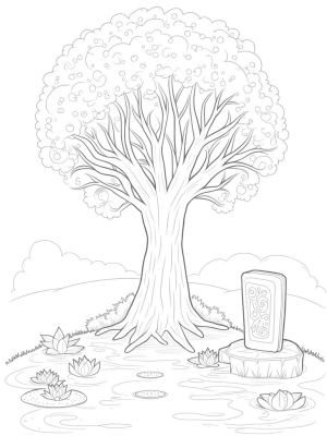 Tree of Life with Glowing Apples and Serene River