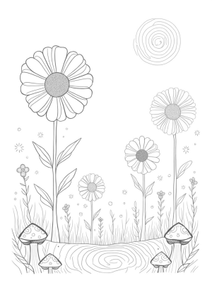 Geometric Flower Garden with Square Petals