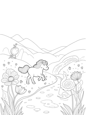 Floating Cloud Pony in a Flower Meadow