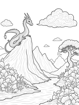 Majestic Dragon in a Serene Mountain Landscape